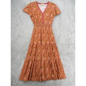 Downeast Dress Womens Small Tiered Ikat Southwestern Maxi Stretch Knit Aztec